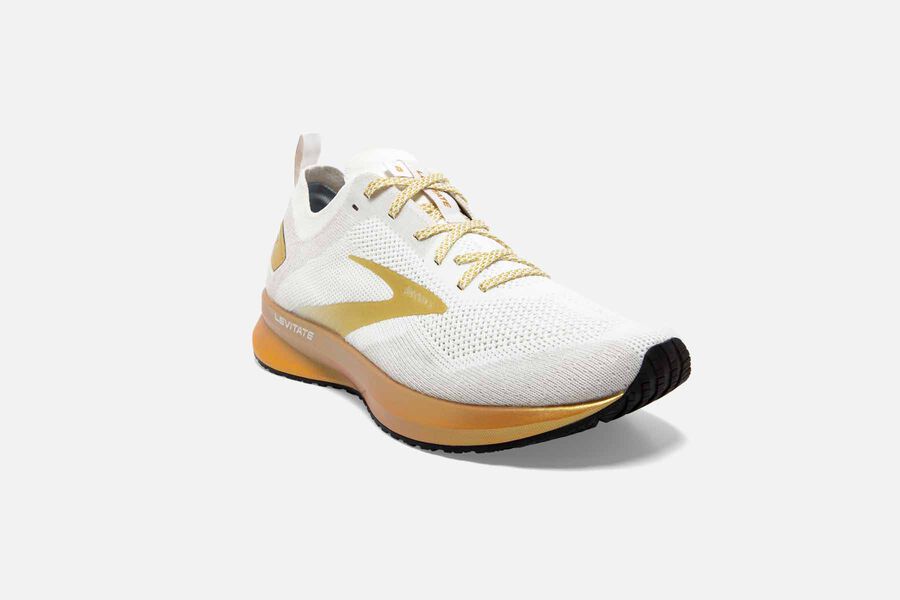 Brooks Levitate 4 Road Running Shoes Womens - White/Gold - VFEHG-3150